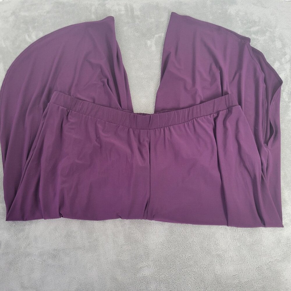 Serengeti Womens 2X Plus Palazzo Pants Purple Wide Leg Crop Crop Elastic PUR38E